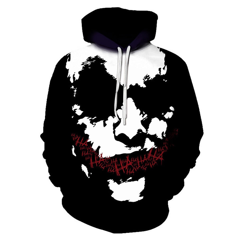 Kunst der Clown Kapuzenshirt Zeichentrick Manga Anime 3D Vordertasche Grafik Kängurutasche Für Paar Herren Damen Erwachsene Halloween Karneval Maskerade 3D-Druck Casual Lightinthebox