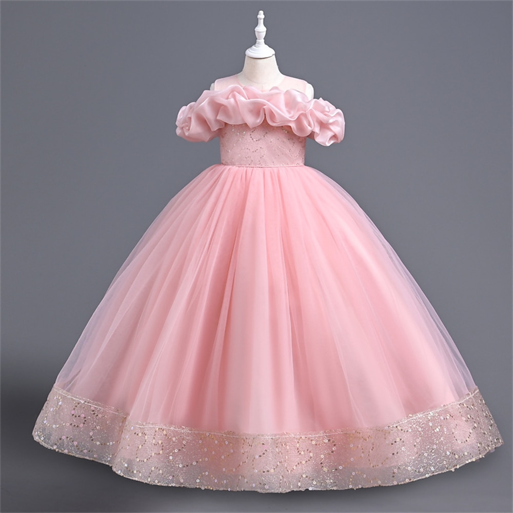 Mädchen' 3D Feste Farbe Blumenmädchen Kleid Party Kleid Ärmellos Sommer Leistung Party Geburtstag Prinzessin Schön Süß kinderkleidung 4-12 Jahre abendkleider Schaukelkleid Tüll-Kleid Maxi Regular Fit Lightinthebox