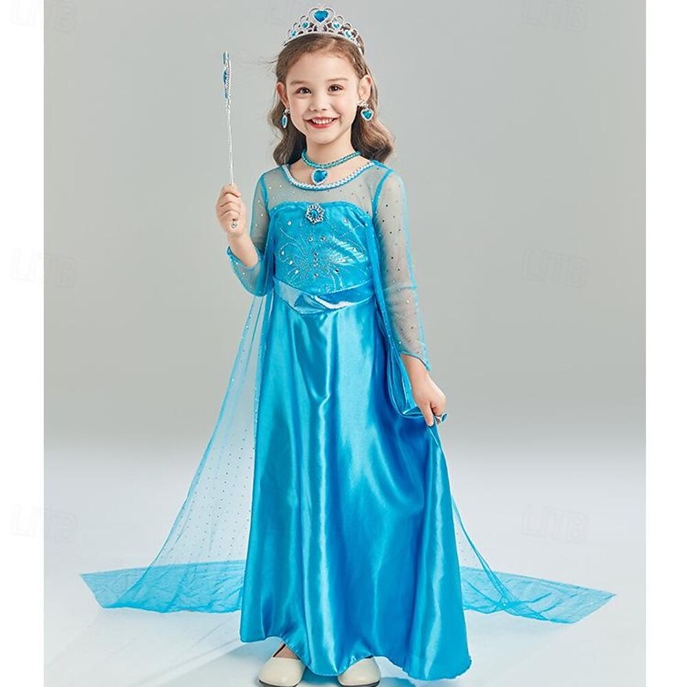 Frozen Märchen Prinzessin Elsa Austattungen Blumenmädchen Kleid Motto-Party-Kostüm Mädchen Film Cosplay Karneval Kindertag Party / Abend Lightinthebox