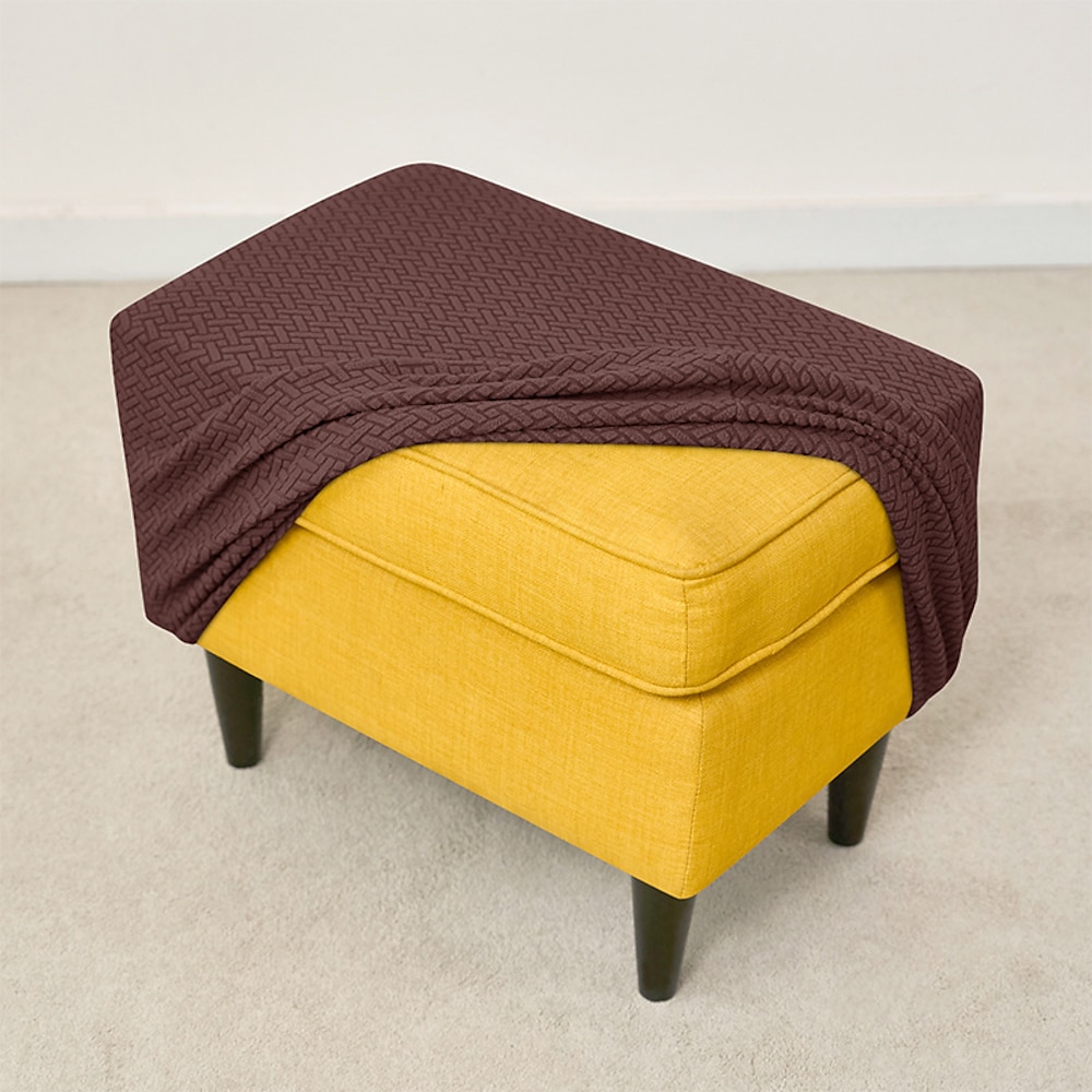 Hocker-Pedale-Bezüge, Jacquard-Stretch-Ottoman-Schonbezüge, dicke, faltbare Aufbewahrungsbezüge, quadratischer Fußhocker-Schutz mit elastischer Unterseite für das Wohnzimmer Lightinthebox