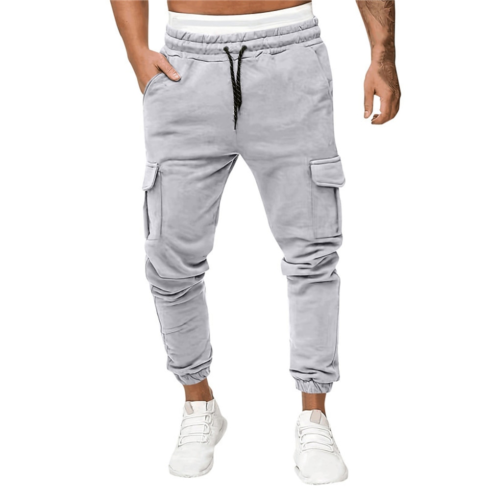 Herren Jogginghose Trainingshose Jogginghose Jogger Cargo-Jogginghose Tasche Kordelzug Elastische Taille Glatt Komfort Sports Outdoor Täglich Modisch Brautkleider schlicht Armeegrün Schwarz Lightinthebox