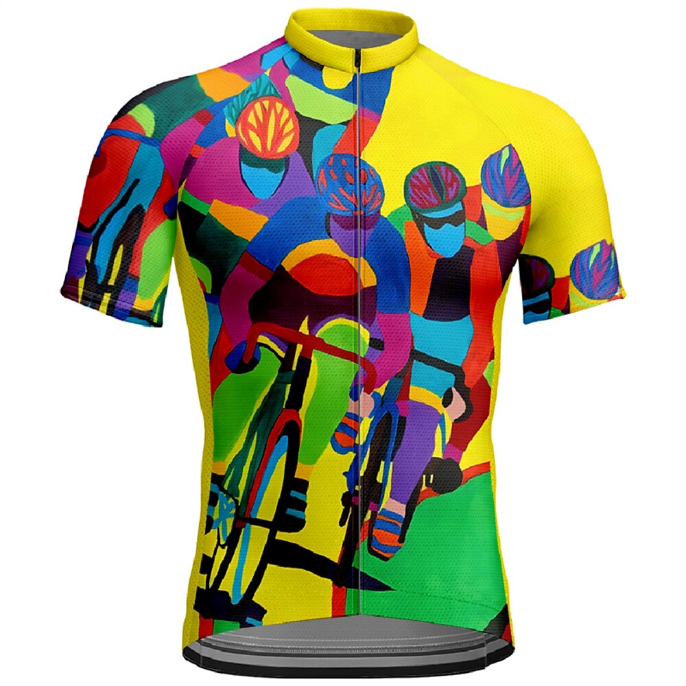 Herren Radtrikot fahrradbekleidung Fahrradtrikot Kurzarm Fahhrad T-Shirt Trikot Shirt mit 3 Gesäßtaschen MTB Mountain Atmungsaktiv Schnelltrocknend Gelb Graphic Sport Bekleidung Lightinthebox