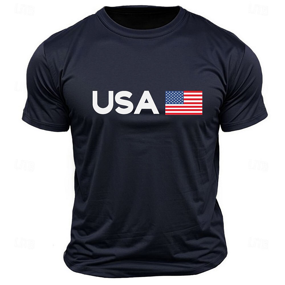 Herren Flagge / Nationalflagge T Shirt T-Shirt 100% Baumwolle Kurzarm Grafik Hemd Navy-Blau Schwarz 1 Schwarz 3 Bequemes T-Shirt Strasse Sports Outdoor Modedesigner-Kleidung Lightinthebox