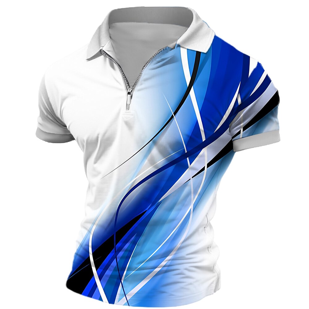 Herren Geometrisch Poloshirts mit Reißverschluss Golfhemd Kurzarm Polo-Shirts Hemden mit Kragen Business-Casual Urlaubskleidung Abendgarderobe Festivalkleidung 3D-Druck Polo mit Viertelreißverschluss Lightinthebox