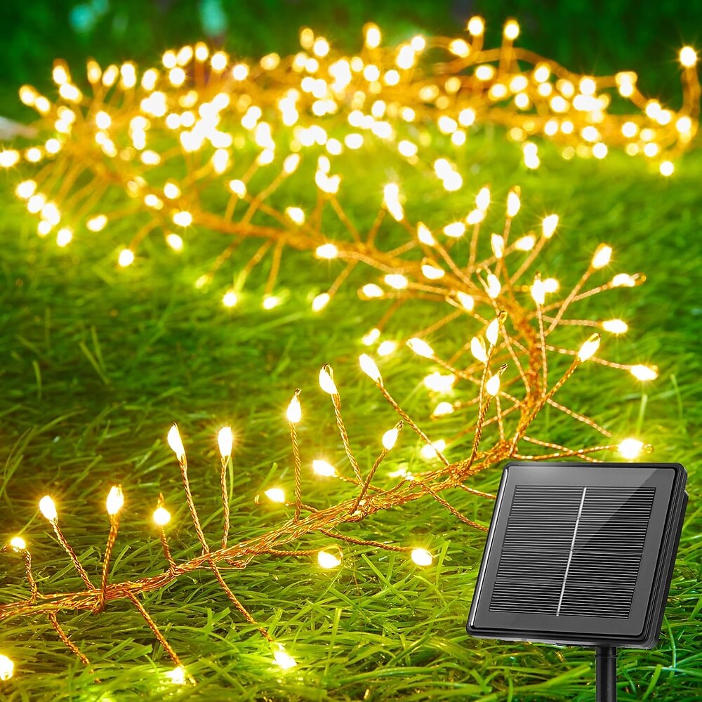 Solar wasserdichte Kupferdraht-Lichterketten LED-Kracherlichter 6m 200 LEDs Indoor Outdoor Urlaub Garten Weihnachtsfeier Halloween Dekoration Multi Color Lichter Lightinthebox