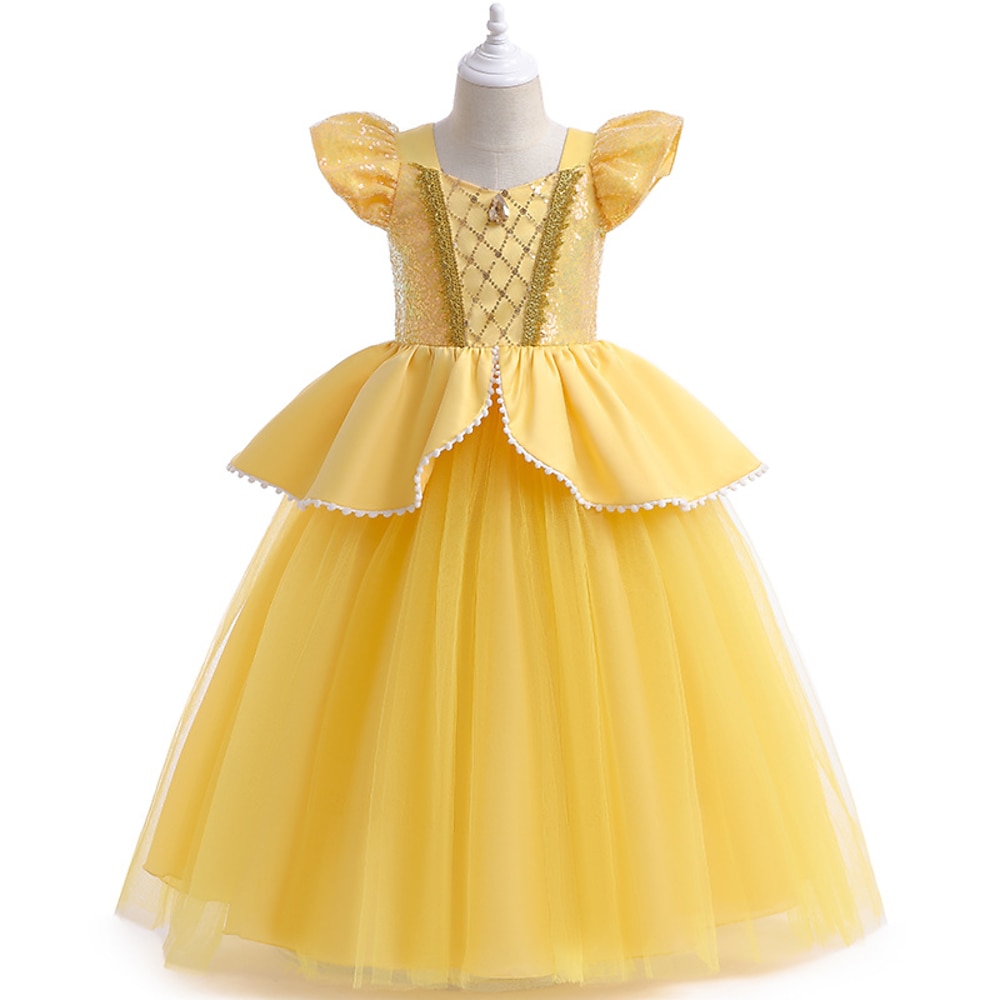 Die Schöne und das Biest Prinzessin Märchen Ziemlich Kleid Kostüm Blumenmädchen Kleid Mädchen Film Cosplay Cosplay Karneval Leistung Party Lightinthebox