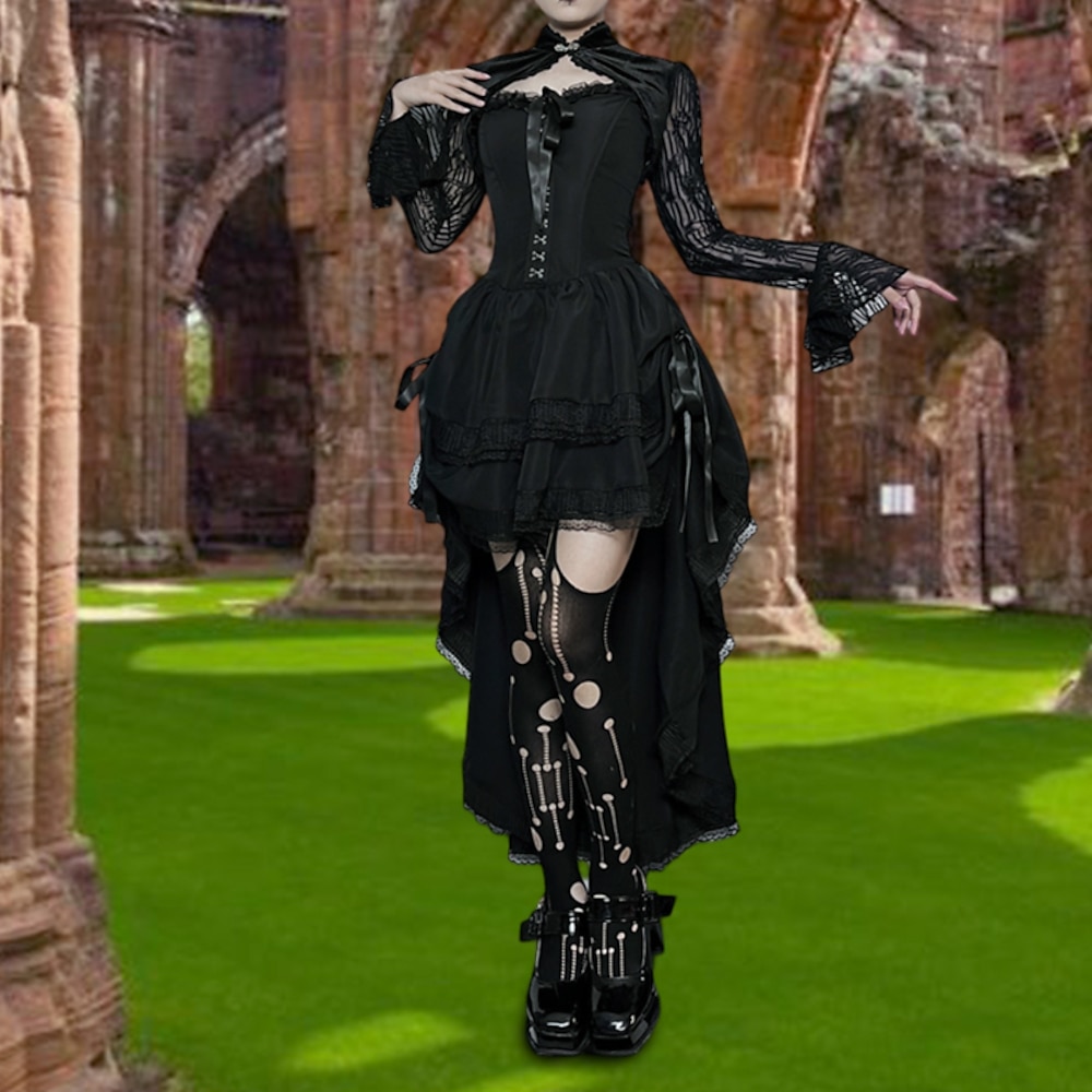 Punk Gothic Mittelalterlich Cocktailkleid Kleid Maskerade Goth Girl Damen Halloween Karneval Maskerade Halloween Abiball Festival Erwachsene Kleid Lightinthebox