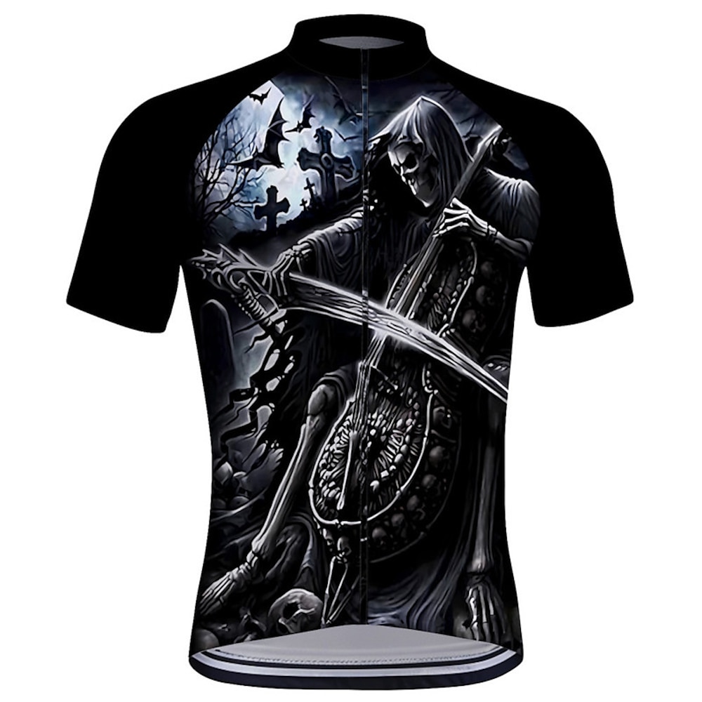 Herren Radtrikot fahrradbekleidung Fahrradtrikot Kurzarm Fahhrad T-Shirt Shirt mit 3 Gesäßtaschen MTB Mountain Rennrad Schnelltrocknend Reißverschluß vorne Schweißtransportierend Dunkelgrau Schwarz Lightinthebox