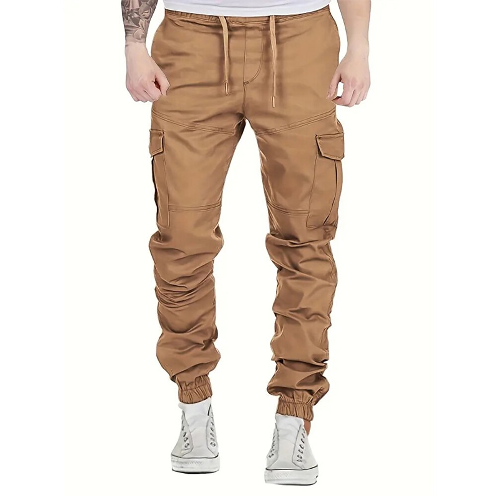 Herren Cargohose Cargohosen Hose Hosen Kordelzug Elastische Taille Multi Pocket Glatt tragbar Outdoor Täglich Campen und Wandern Modisch Klassisch Schwarz Gelb Lightinthebox