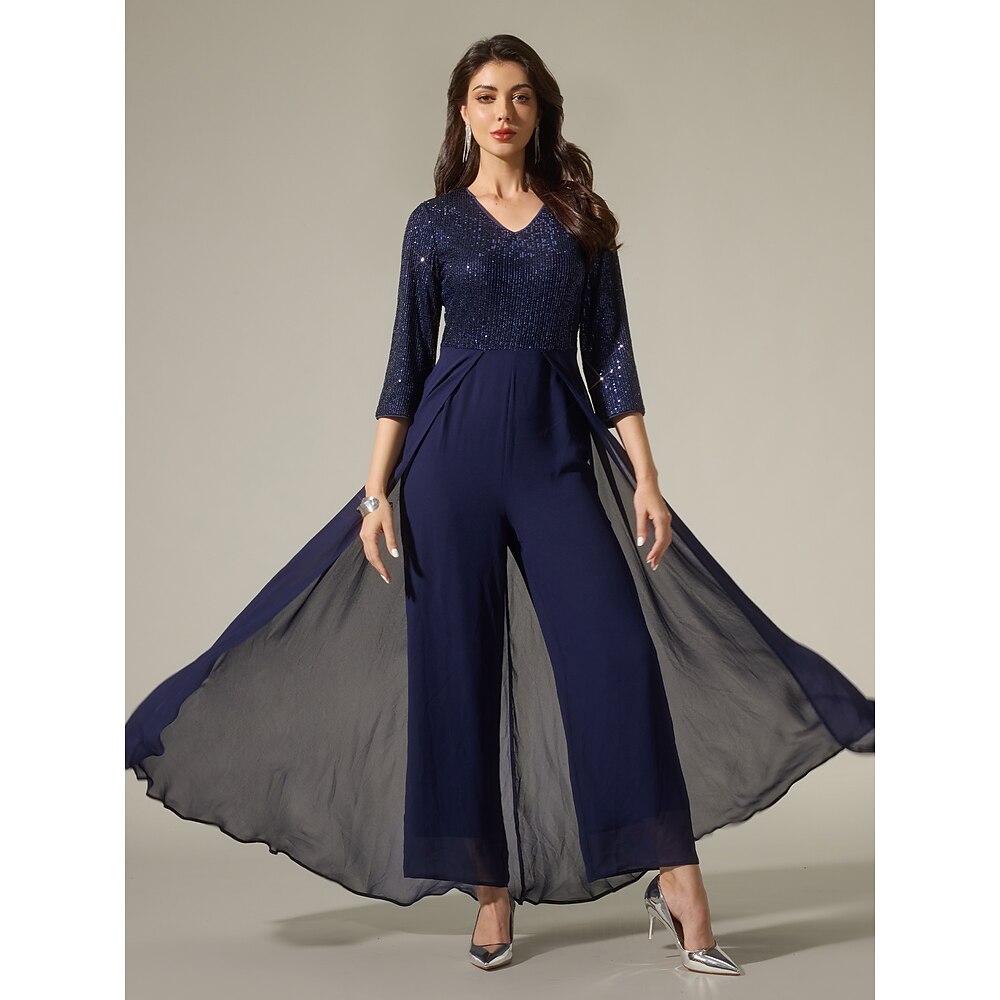 dreidimensionaler Jumpsuit aus Chiffon und Pailletten Lightinthebox