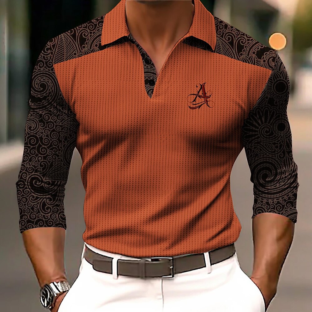 Herren Paisley-Muster Poloshirt Golfpolo Kurzarm Polo-Shirts Kragen Business-Casual Formal Alltagskleidung Urlaub Taste 3D-Druck Schwarz Blau Orange Lightinthebox