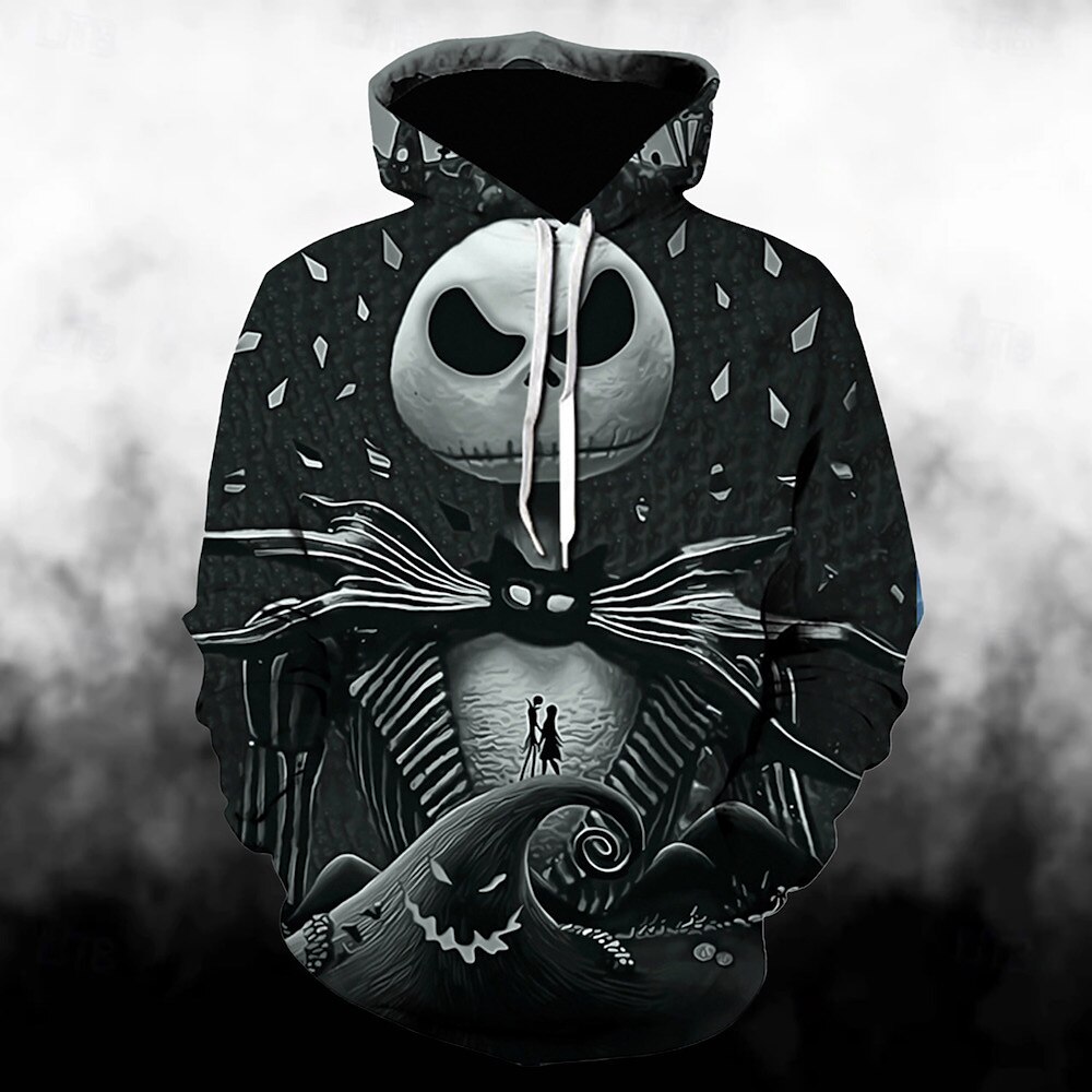 Halloween Ausfall Jack Skellington Schädel/Skelett Kapuzenshirt Pullover Lustiger Weihnachts-Kapuzenpullover Bedruckt 3D Vordertasche Grafik Für Paar Herren Damen Erwachsene Halloween Karneval Lightinthebox