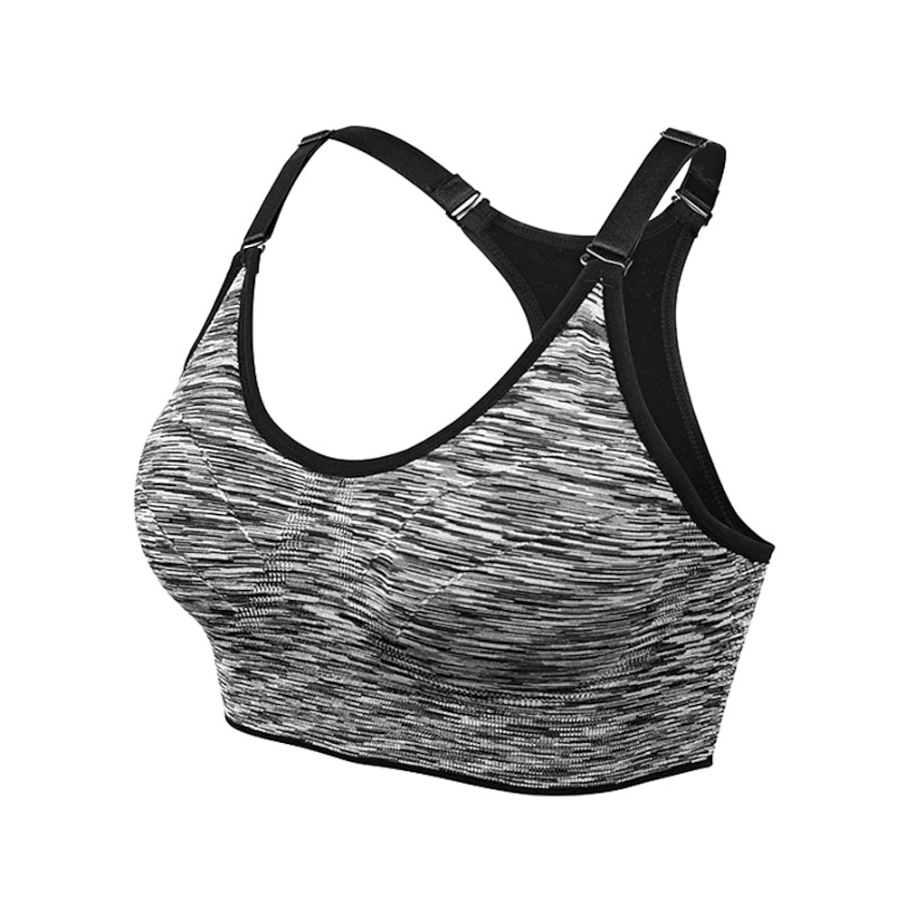 Damen Rundhalsausschnitt Sport Bustier bh Yoga Top Gepolsterter BH Leichte Unterstützung Ringer-Rücken-Kleid Ausgeschnitten camuflaje Violett Leicht Grün Yoga Fitness Fitnesstraining Sport-BHs Lightinthebox