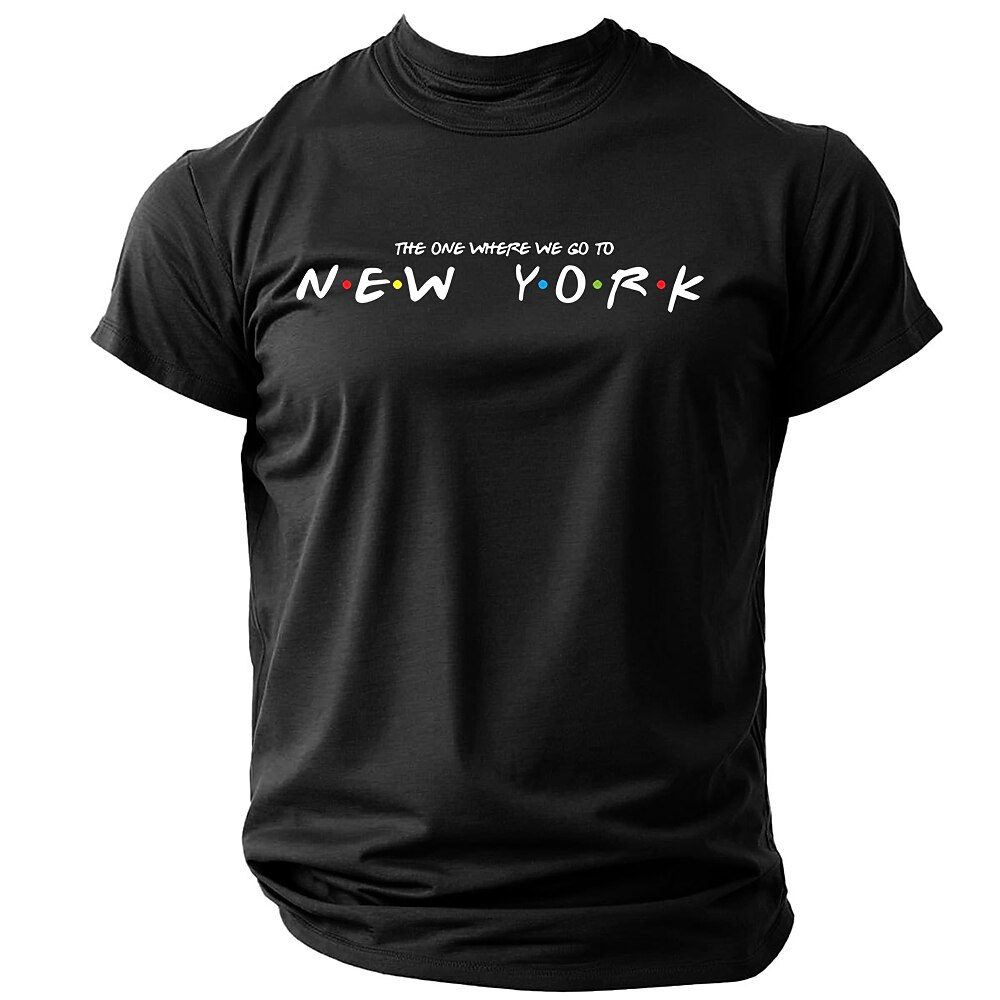 Herren Mit Buchstaben bedruckt New York T Shirt T-Shirt 100% Baumwolle Kurzarm Grafik Hemd Schwarz Wein Dunkelblau Bequemes T-Shirt Strasse Sports Outdoor Modedesigner-Kleidung Lightinthebox