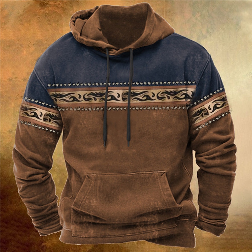 Herren Farbblock Böhmischer Stil Hoodie Sweatshirt Kapuze Hoodies Pullover Hoodie Sweatshirt Kapuze Langarm Sweatshirt mit Kapuze Mit Kapuze Strassenmode 3D-Druck Täglich Sport Schwarz Marineblau Lightinthebox