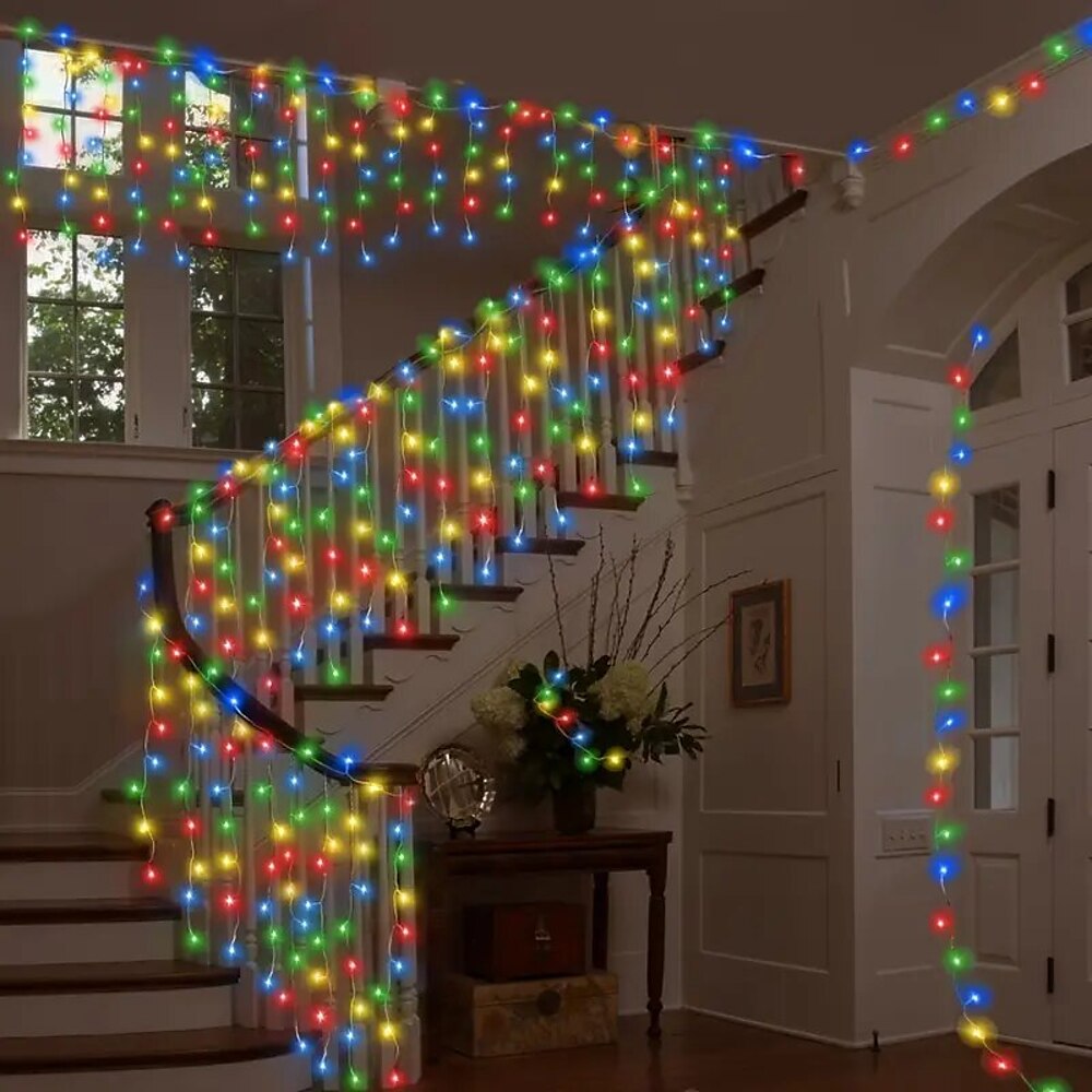 LED-Eiszapfen-Lichterkette, Weihnachtsvorhangbeleuchtung, 3,5m, 5m, 216LEDs für Weihnachten, Neujahr, Fenster, Weihnachtsfeier, bunte Dekoration, AC 220V, 230V, 240V, EU-Stecker Lightinthebox