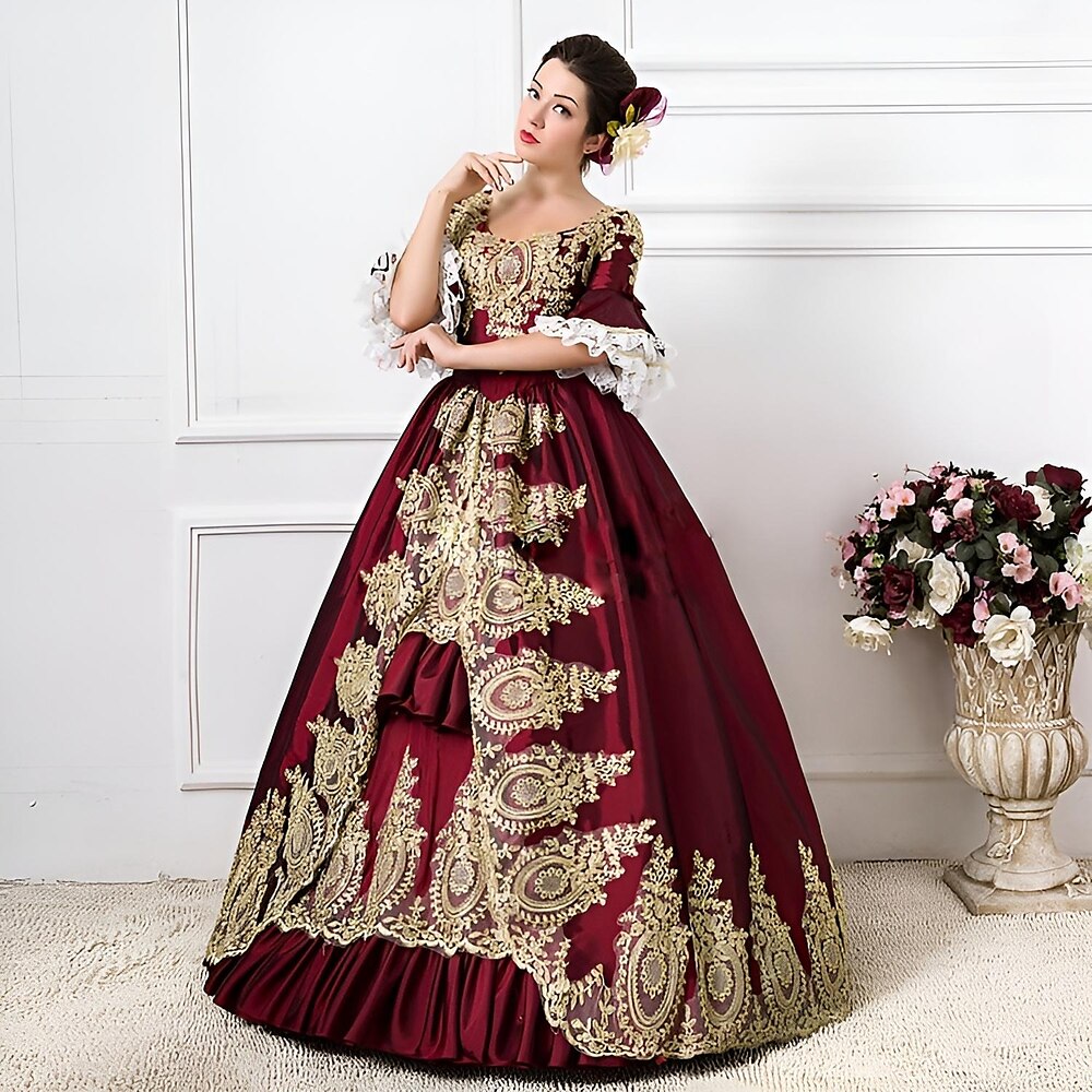 Rokoko Viktorianisch 18. Jahrhundert Cocktailkleid Vintage-Kleid Kleid Partykostüm Maskerade Ballkleid Boden-Länge Normallänge Damen Blumen Ballkleid Übergröße Kundenspezifische Party Abiball Kleid Lightinthebox