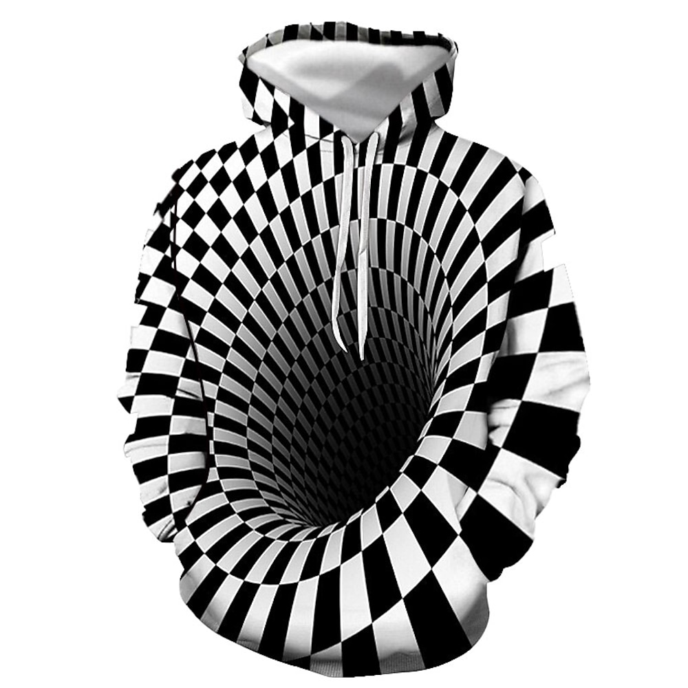 Herren Graphic 3D-Druck Hoodie Sweatshirt Kapuze Hoodies Pullover Hoodie Sweatshirt Kapuze Langarm Sweatshirt mit Kapuze Mit Kapuze Designer 3D-Druck Täglich Ausgehen Schwarz und Weiß Schwarz Weiss Lightinthebox