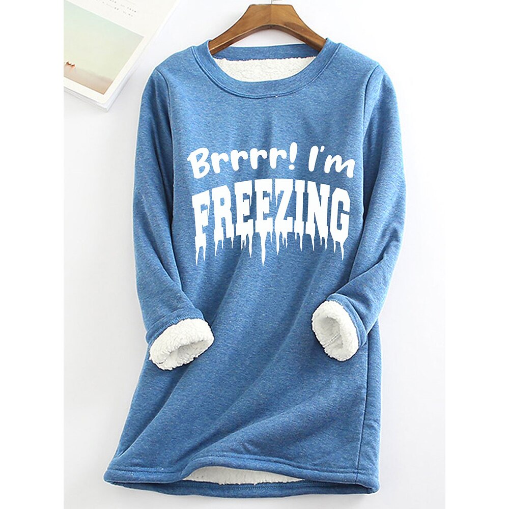 Damen-Sweatshirt aus Polyester-Fleece mit Buchstaben-Print für den Alltag, lässig, bequem, Rundhalsausschnitt, lange Ärmel, mikroelastisch, Herbst/Winter, bequem, atmungsaktiv, weicher Stoff Lightinthebox