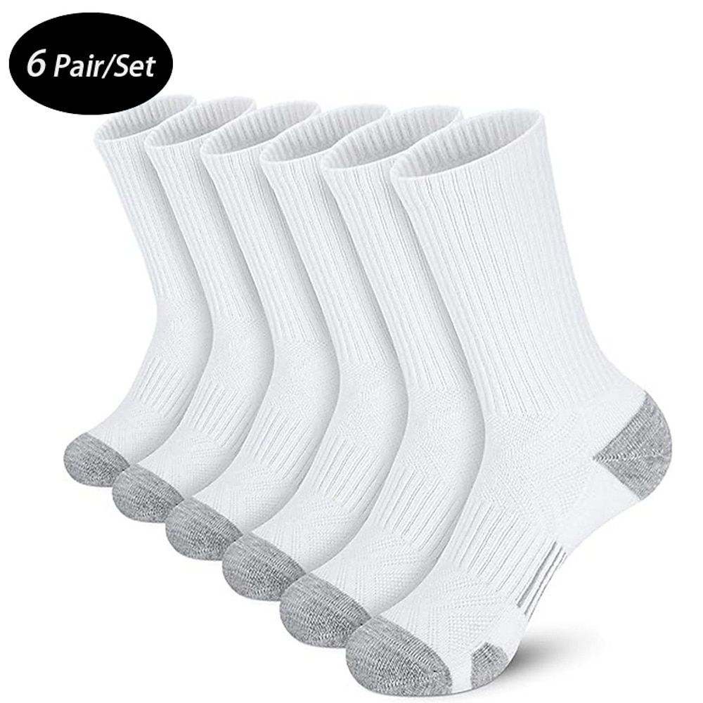 Herren 6 Paare Mehrfachpackungen Socken Laufsport Socken Freizeitsocken Schwarz Weiß Farbe Farbblock Sport Natur Täglich Urlaub Grundlegend Mittel Frühling Herbst Modisch Brautkleider schlicht Lightinthebox