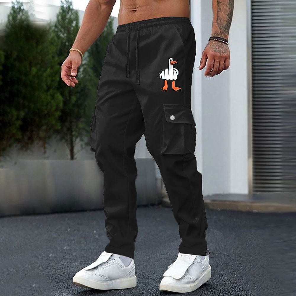 Herren Jogginghose Trainingshose Cargo-Jogginghose Elastische Taille Multi Pocket Gerade geschnitten Graphic Tier Komfort Atmungsaktiv In voller Länge Sports Outdoor Casual Freizeit Sport Sport Lightinthebox