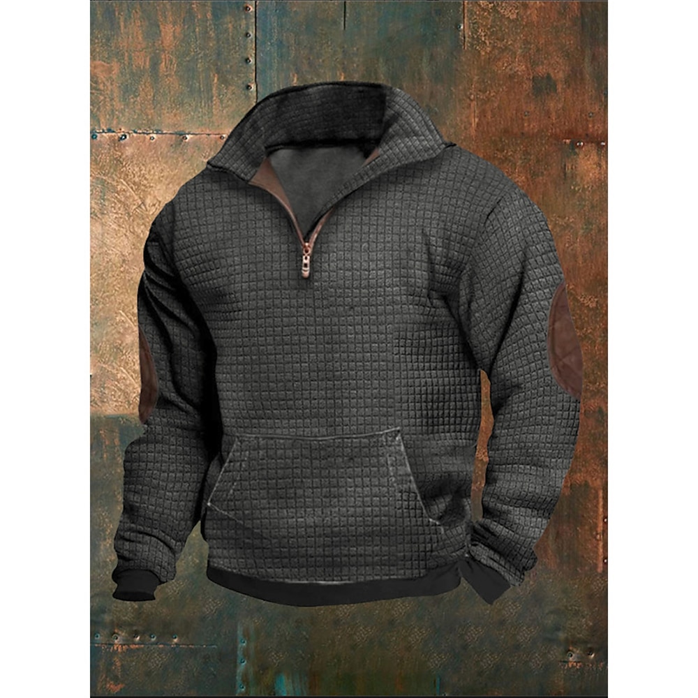 Herren Sweatshirt Pullover Sweatshirt mit Viertelreißverschluss Schwarz Grau Troyer Halber Reißverschluss Glatt Tasche Sport Natur Täglich Festtage Strassenmode Cool Brautkleider schlicht Frühling Lightinthebox