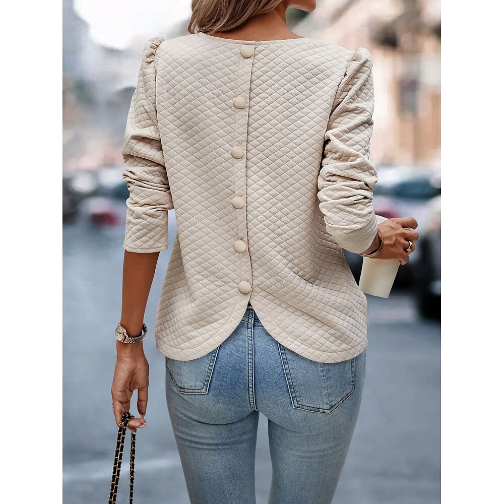 Damen Bluse Arbeit Täglich Stilvoll Modern Langarm Khaki Frühling Herbst Lightinthebox