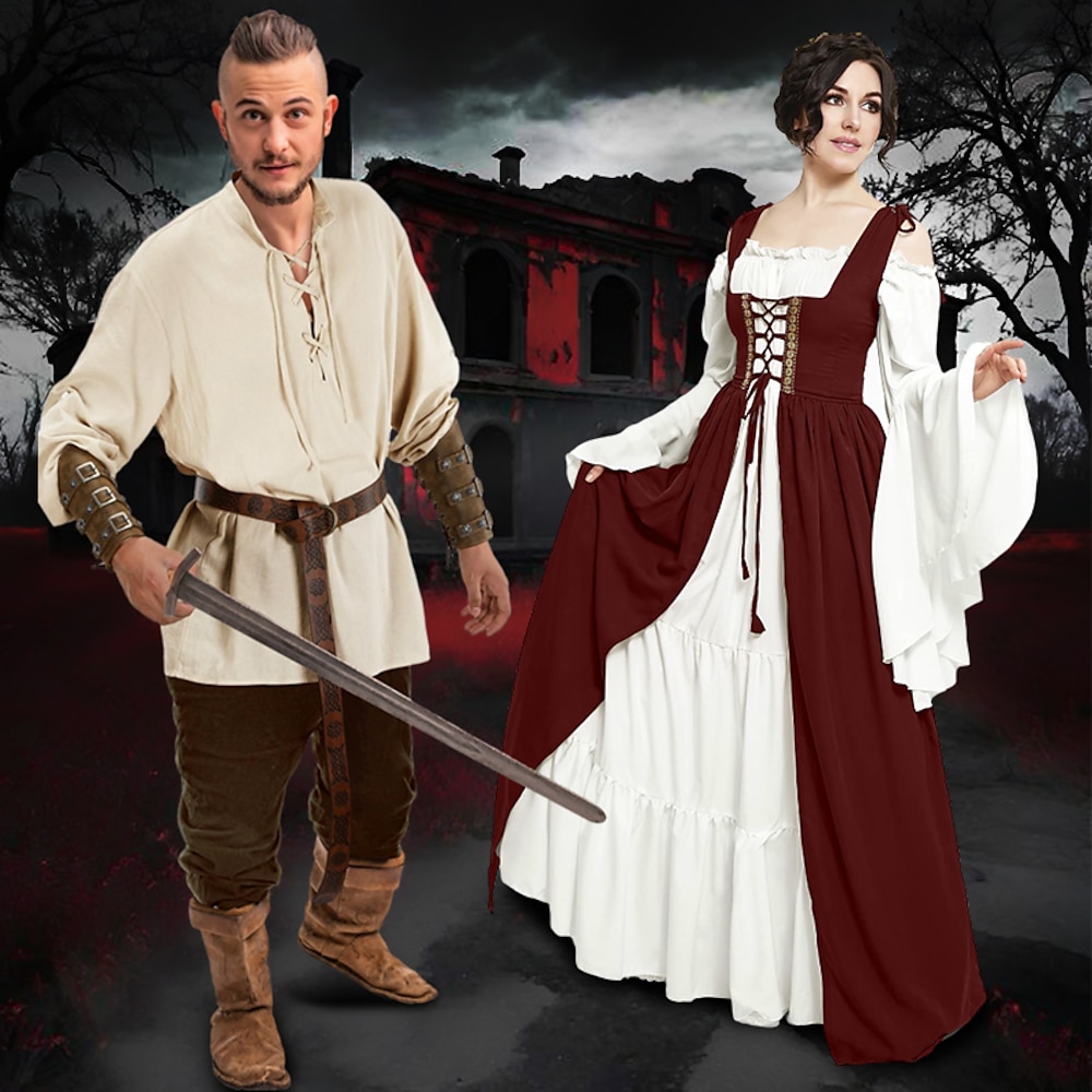 Paare Retro Vintage Mittelalter Renaissance Outfits Halloween Gruppenpaare Kostüme Pirat Wikinger Ranger Wikinger: Walhalla Herren Damen Halloween Karneval Performance Larp Lightinthebox