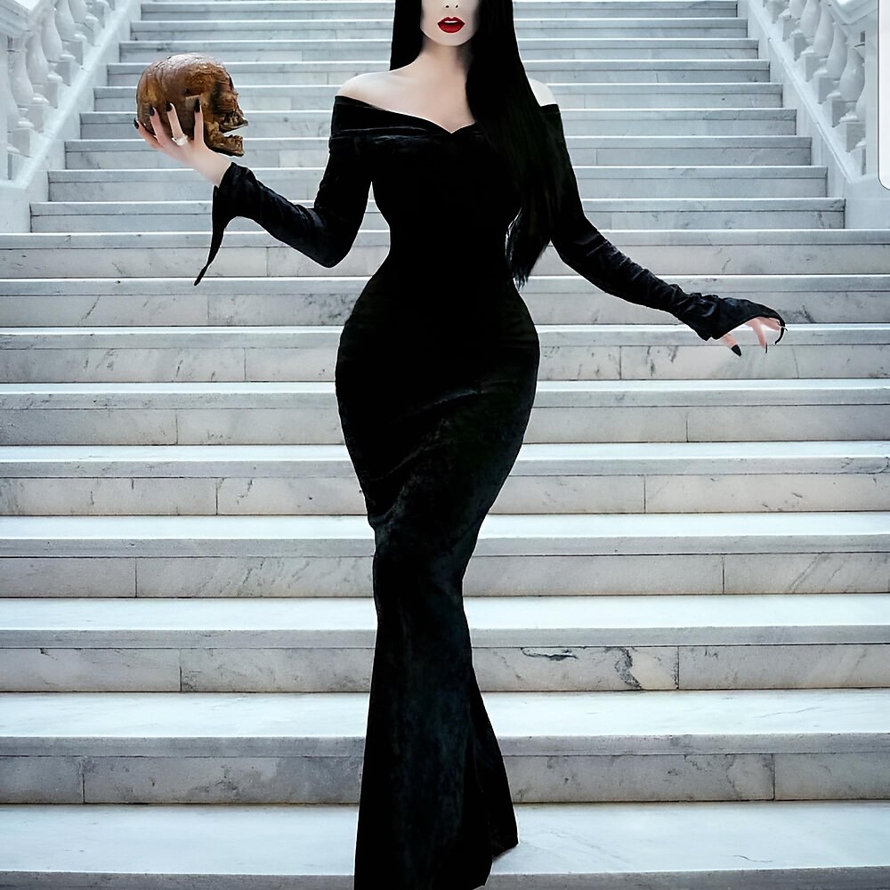 Mittwoch Addams Familie Addams Morticia Addams Kleid Kostüm Damen Film Cosplay Punk Gothic Karneval Party Lightinthebox