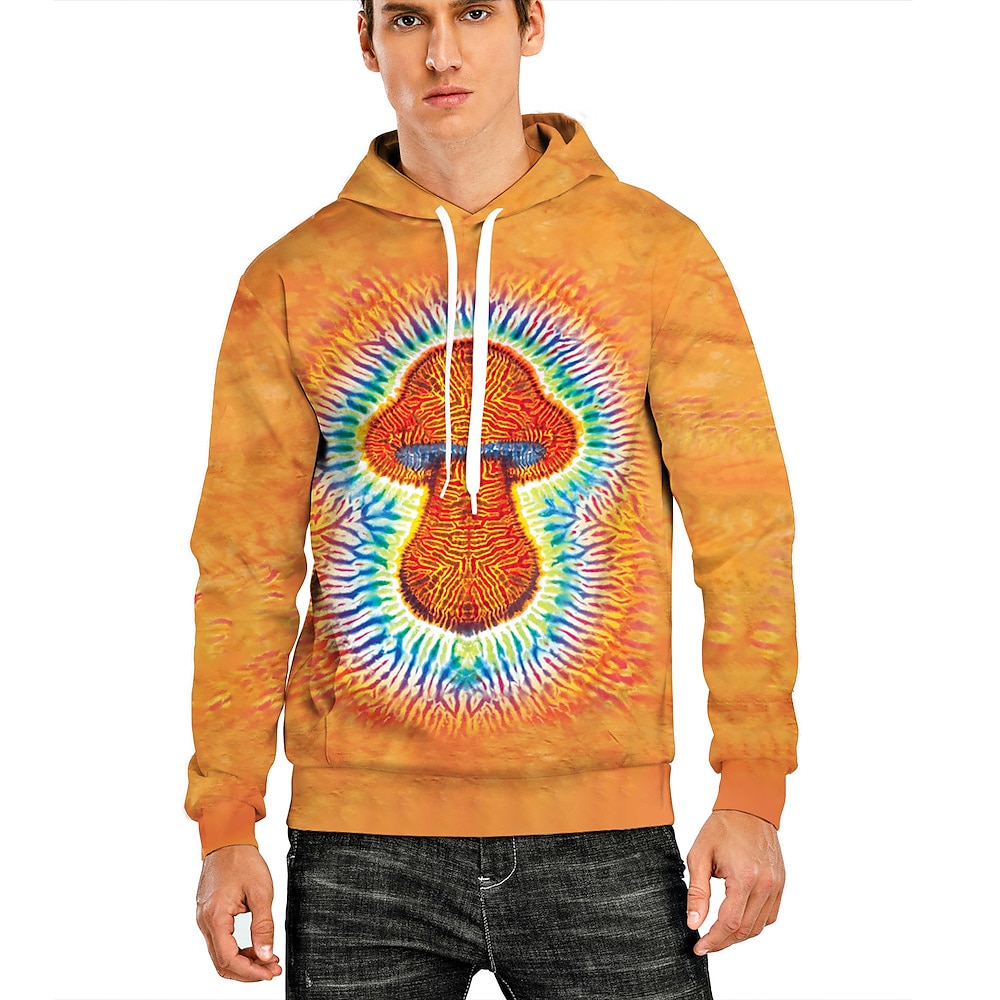 Hippie Kapuzenshirt Pullover 3D Pilz Retro-Jahrgang 1980er 1970er Für Herren Erwachsene Maskerade 3D-Druck Casual Lightinthebox