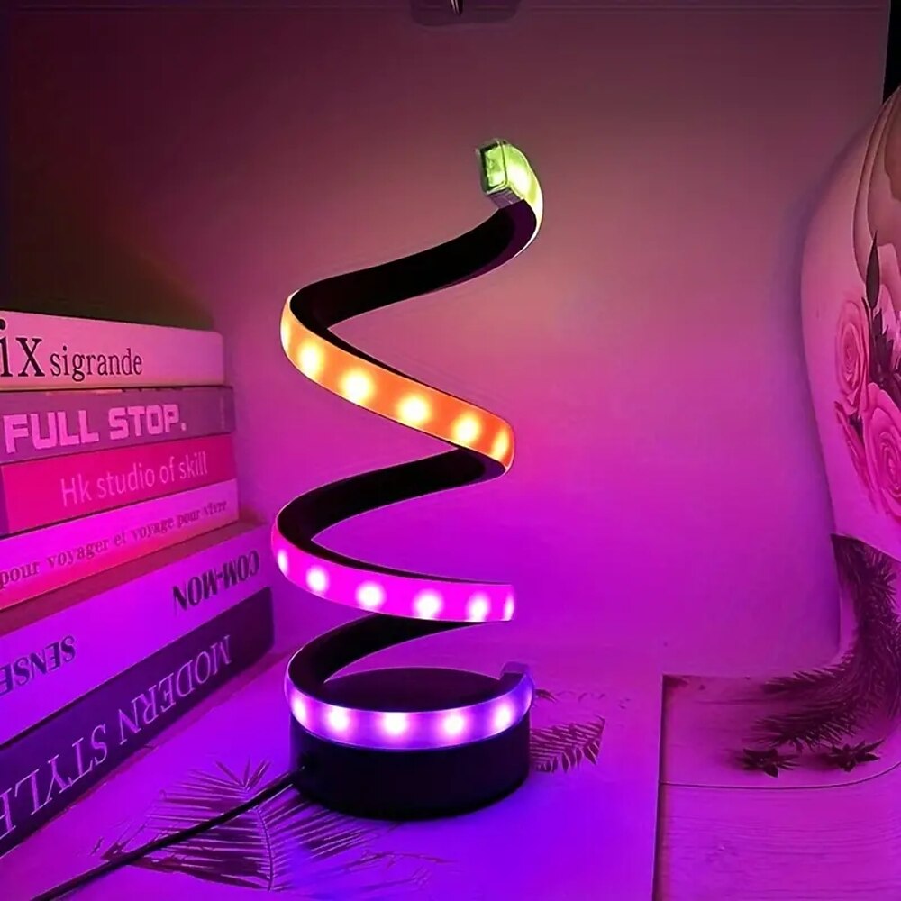 1 x LED-Spiral-Tischlampe, moderner Stil, Farbwechsel, einstellbare Helligkeit, USB-betriebener Knopfschalter, Schlafzimmer-Dekor-Lampe Lightinthebox