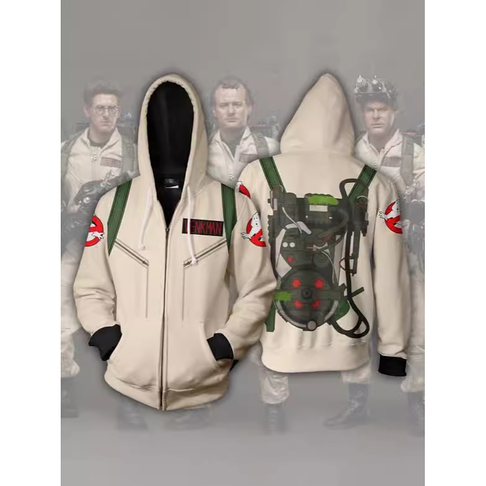 Ghostbusters Oberbekleidung Hoodie mit Reißverschluss Bedruckt 3D Vordertasche Grafik Für Paar Herren Damen Erwachsene Maskerade 3D-Druck Party Casual Lightinthebox