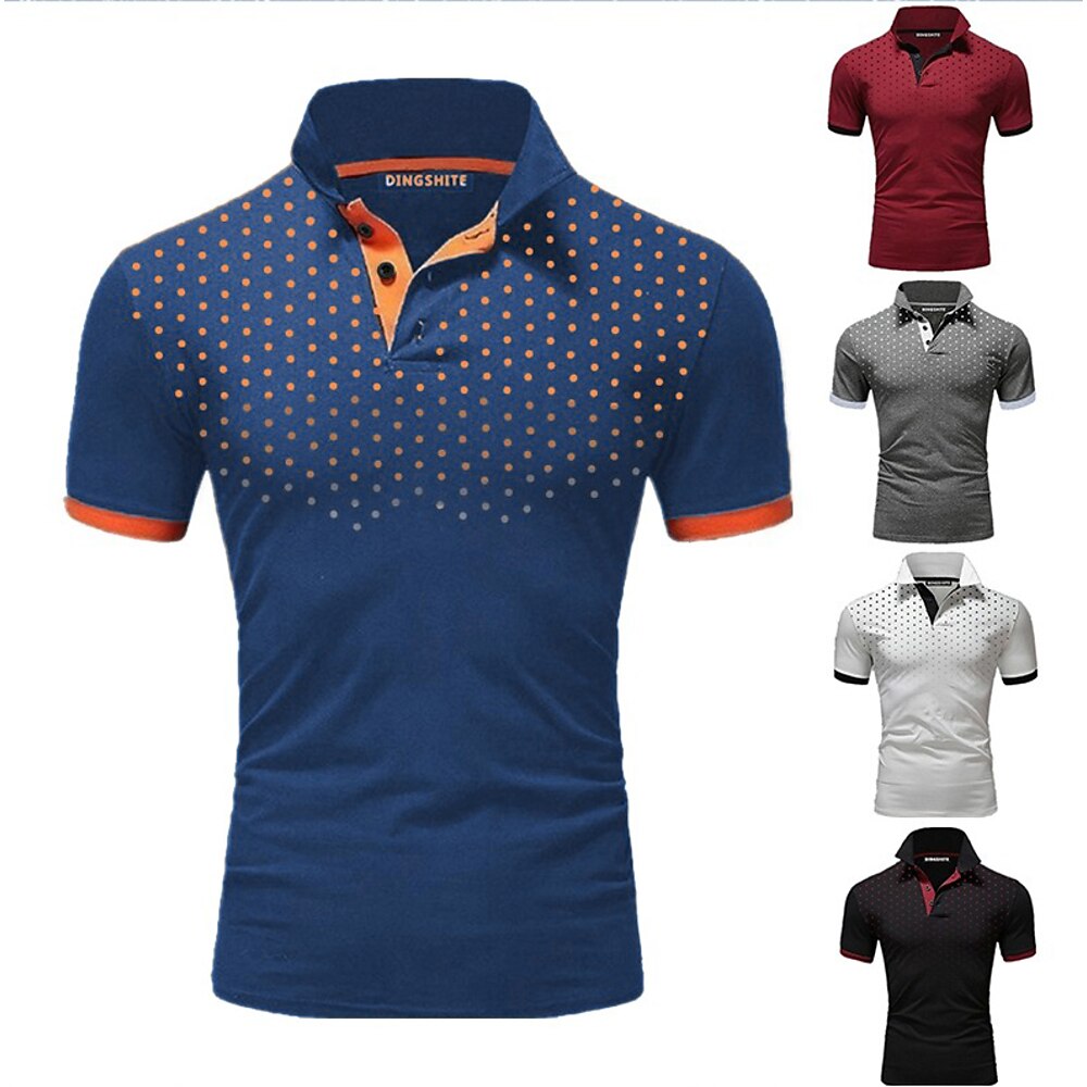 Herren Poloshirt Golfhemd Casual Täglich Polo-Kragen Klassisch Kurzarm Brautkleider schlicht Weich Punkt Knopf vorne Sommer Frühling Regular Fit Schwarz Weiß Rote Marineblau Orange Hellgrau Poloshirt Lightinthebox