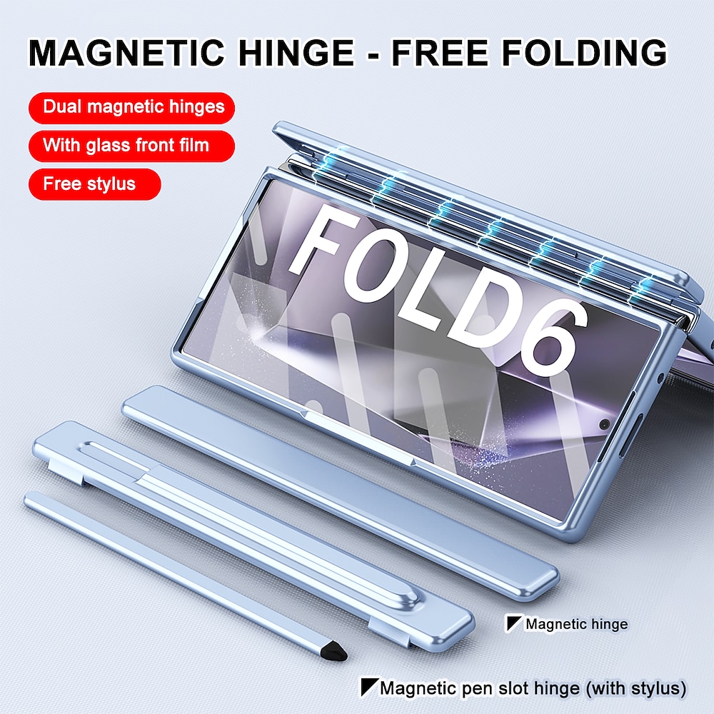 Handy Hülle Handyhüllen Für Samsung Galaxy Z-Falte 6 Z Fold 5 Z Fold 4 Z Fold 3 Rückseite und Displayschutzfolie Magnetisch Ganzkörperschutz Retro Rüstung PC Lightinthebox