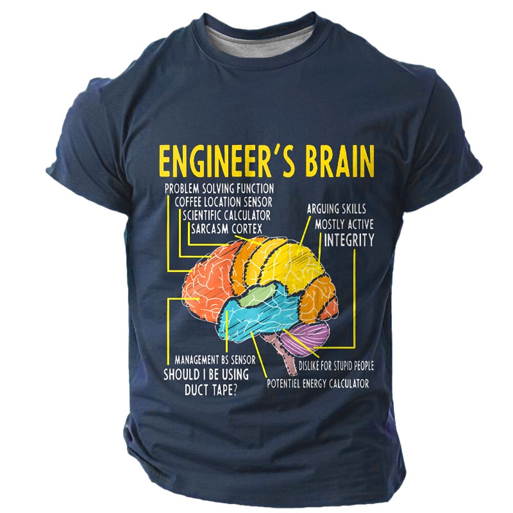 Herren Ingenieur Lustiger Slang T Shirt Kurzarm T-Shirt 3D-Druck Rundhalsausschnitt Hemd Retro Vintage Brautkleider schlicht Streetstyle Sports Outdoor Festtage Ausgehen Schwarz Blau Grün Frühling Lightinthebox