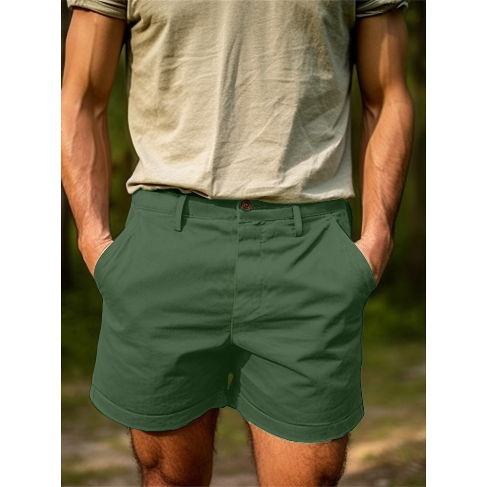 Herren Shorts Kurze Hosen Chino Bermuda Shorts Bermudas Arbeitsshorts Knopf Tasche Glatt Komfort Kurz Outdoor Täglich Ausgehen Strassenmode Stilvoll Schwarz Marineblau Lightinthebox