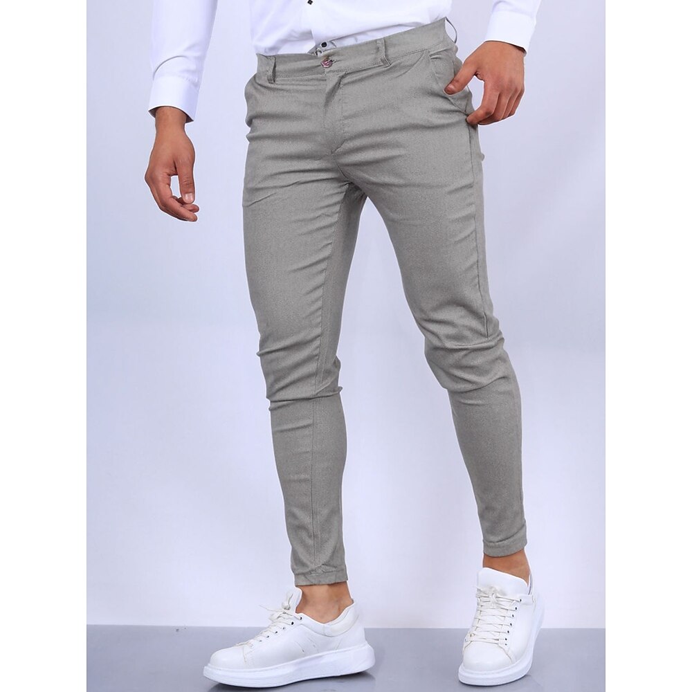 Herren Hose Hosen Chinesisch Chino Chino Hosen Tasche Glatt Komfort Atmungsaktiv Outdoor Täglich Ausgehen Modisch Strassenmode Schwarz Orange Lightinthebox