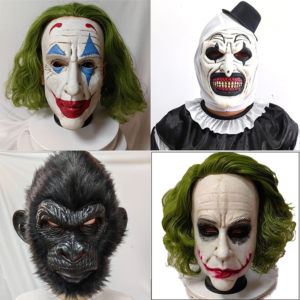 Schrecklicher Joker 2 Clown King Kong Maske Voller Kopf Realistische Maske Erwachsene Herren Damen Gruseliges Kostüm Party Halloween Karneval Einfaches Karnevalskostüm Lightinthebox