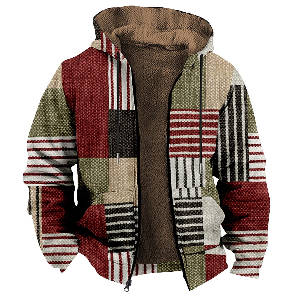 Herren Plaid Vlies Hoodie Sweatshirt Kapuze Hoodies Hoodie Sweatshirt Kapuze Langarm Sweatshirt mit Kapuze Mit Kapuze Modisch 3D-Druck Party Strassenmode Rote Kordelzug Herbst Winter Designer Lightinthebox