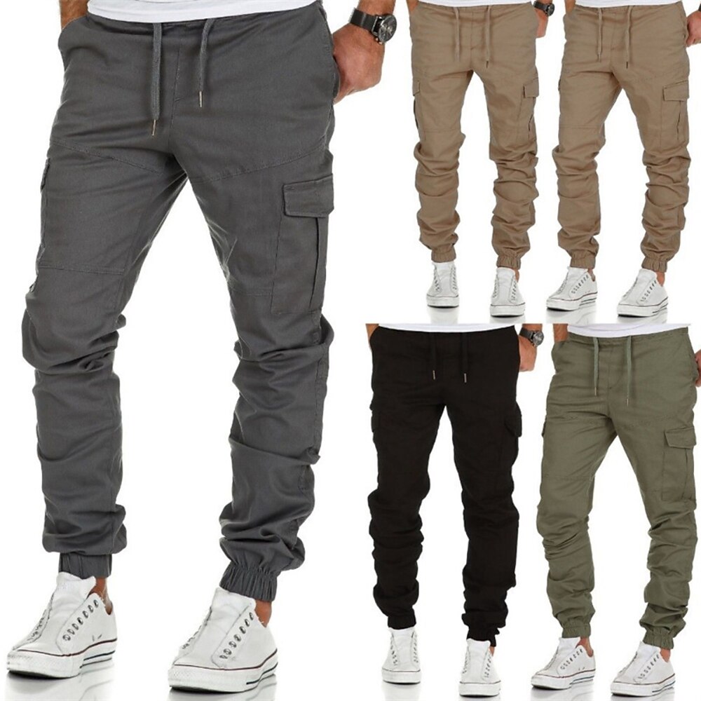 Herren Cargohose Cargohosen Cargohose Jogginghose Jogger Hose Hosen Kordelzug Elastische Taille Multi Pocket Glatt Komfort Sports Outdoor Täglich Modisch Brautkleider schlicht Schwarz Gelb Lightinthebox