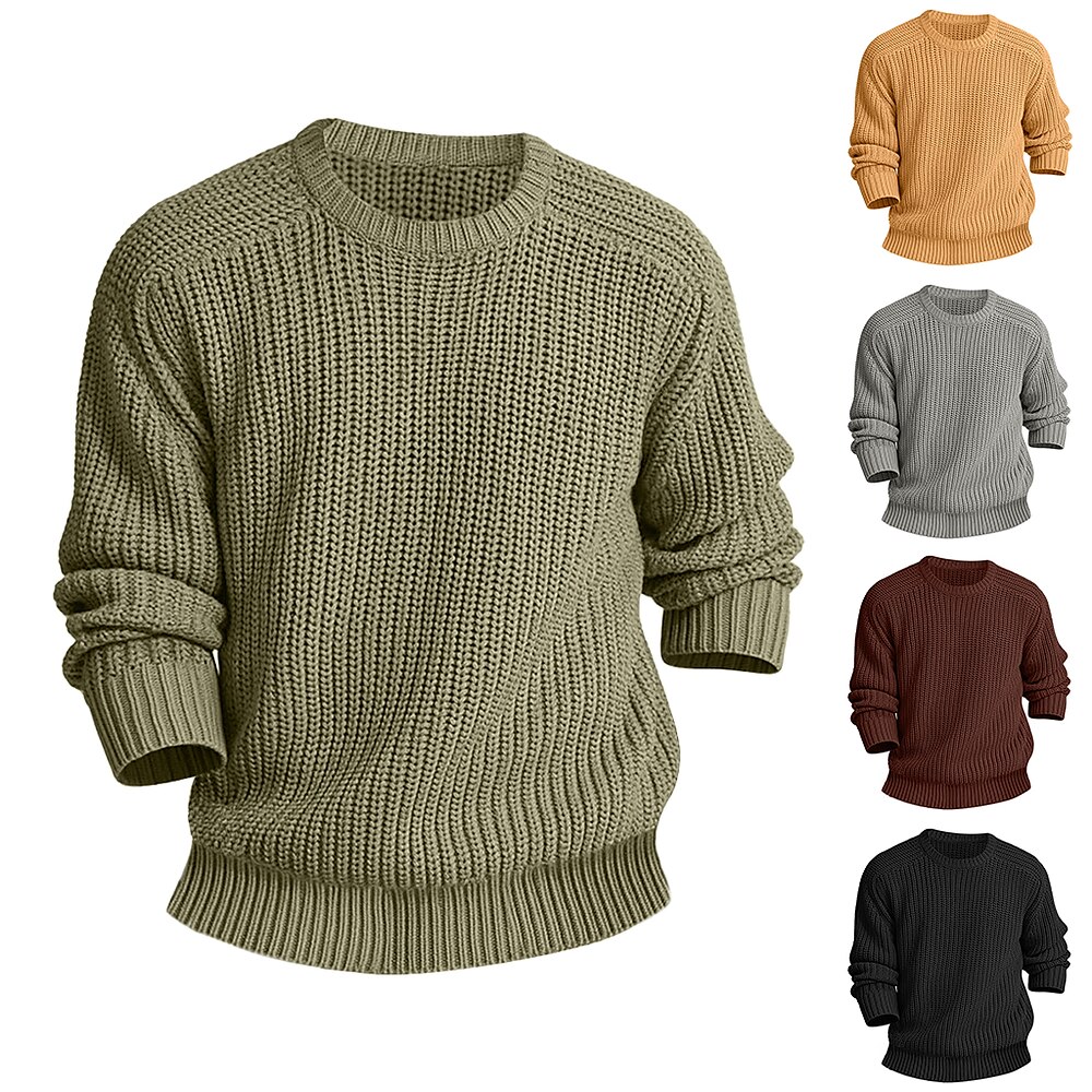 Herren Pullover Strickware Lässiger Pullover Zur Seite fahren Grobstricken Zopfmuster Stricken gestrickt Feste Farbe Strickware Elegant Outdoor Heim Bekleidung Raglanärmel Winter Frühling Herbst Lightinthebox