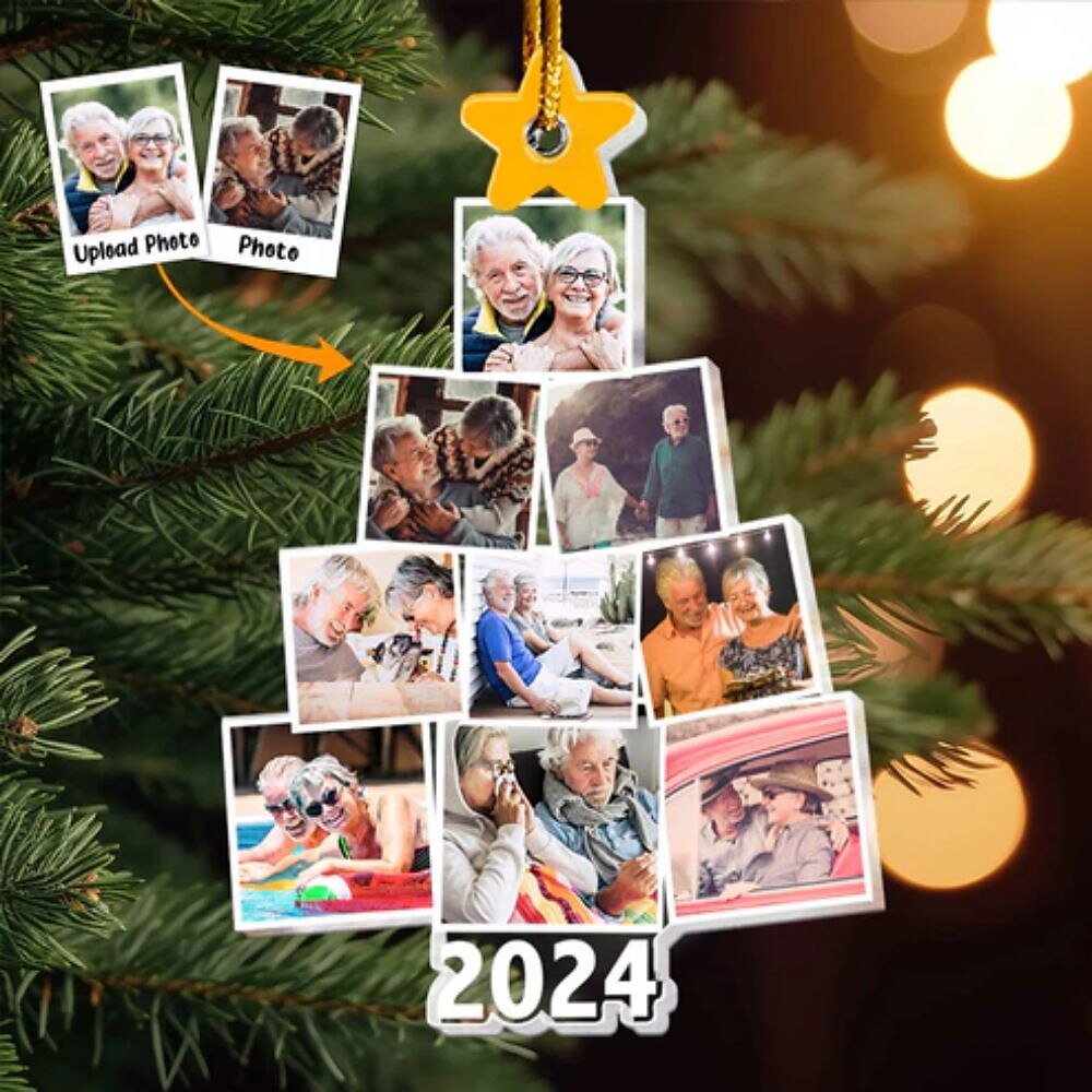 personalisierte Weihnachtsbaum-Familienfoto-Ornamente Acryl 2D benutzerdefinierter Bilderrahmen Dekor Weihnachtsbaum Weihnachtsdekoration hängende Anhänger Geschenke für Familie und Freunde Lightinthebox