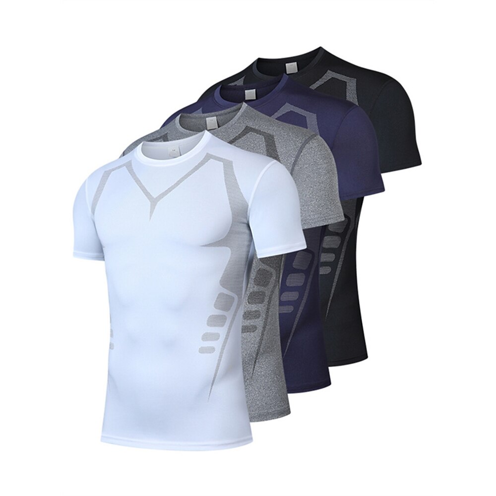 Herren Funktionsshirt Athletisches Hemd Fitnessstudio-Shirt Fitness Shirt Kurzarm T-Shirt Casual Athlässigkeit Atmungsaktiv Schnelltrocknend Videokompression Fitnesstraining Laufen Gehen Lightinthebox