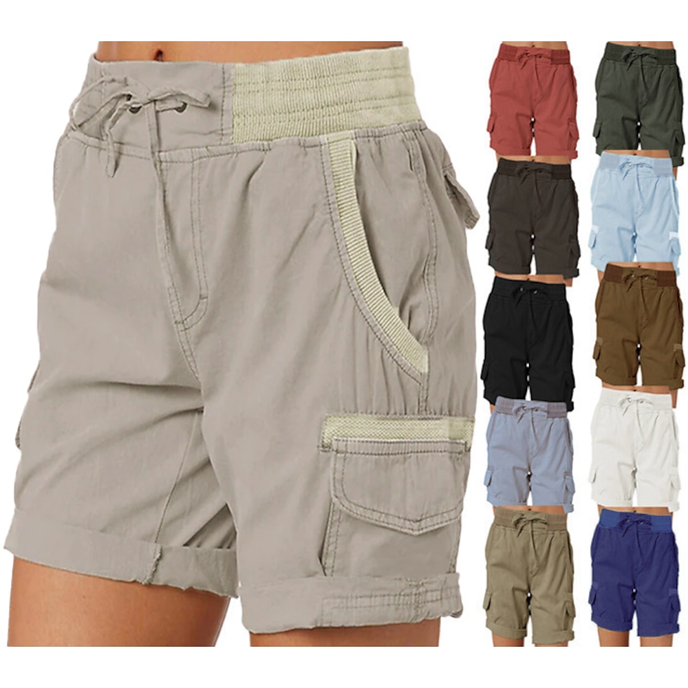 Damen Cargo Shorts Kurze Hosen Kurze Hose für Wanderer Sommer Außen Ripstop Atmungsaktiv Rasche Trocknung Leicht Kurze Hose Unten Kordelzug Elastische Taille Hellblau Cachi scuro Jagd Angeln Klettern Lightinthebox