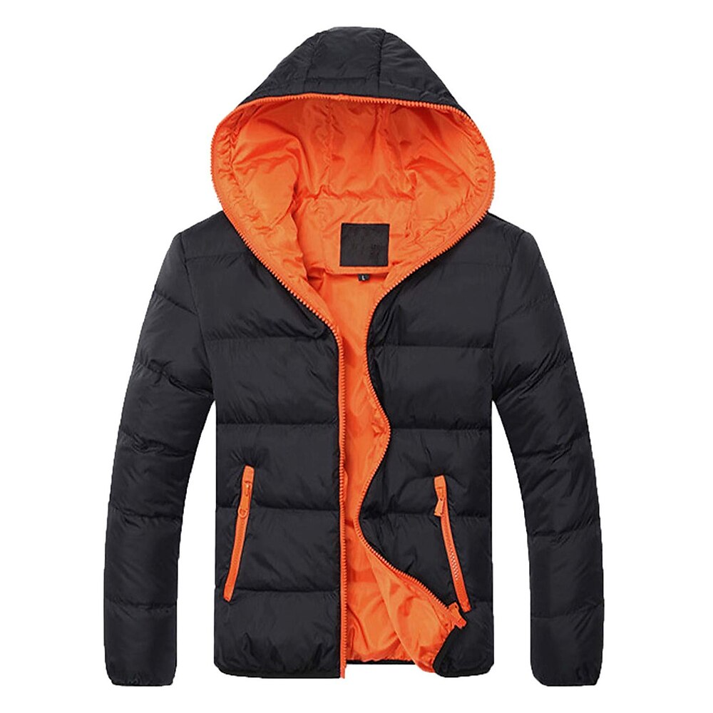 Herren Wintermantel Winterjacke puffer jacket Steppjacke übergangsjacke Full Zip Casual Täglich Brautkleider schlicht Windundurchlässig Winter Farbblock Schwarz mit Grün Himmelblau mit Orange Schwarz Lightinthebox