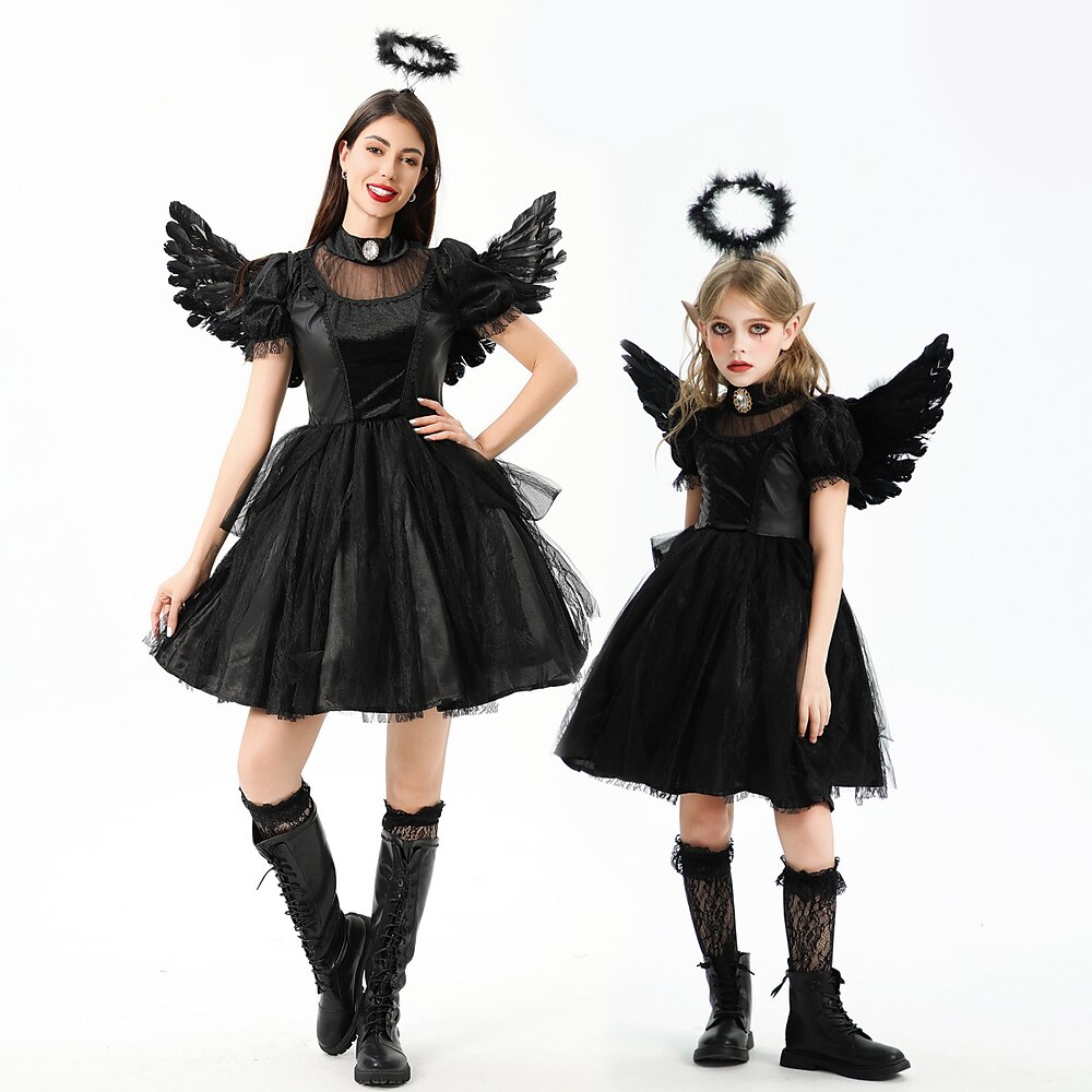 Engel Teufel Vampir Halloween-Gruppen-Familienkostüme Kinder Erwachsene Damen Mädchen Punk Gothic Party / Abend Karneval Einfache Halloween-Kostüme Lightinthebox