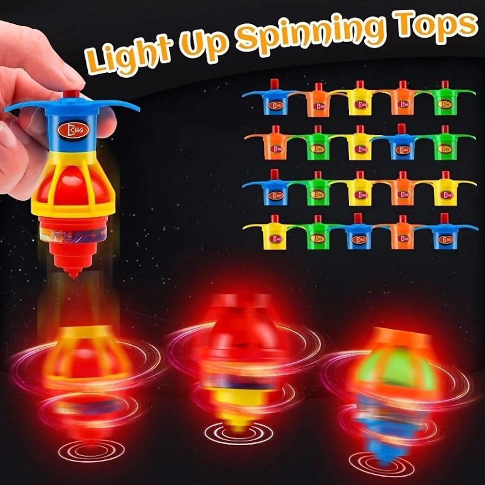 15-teiliges Set mit bunten LED-Kreiseln - blinkendes Kreiselspielzeug, griffiges Launcher-Design, perfektes Partygeschenk und Füllmaterial für Geschenktüten bei Geburtstagsfeiern. Lightinthebox