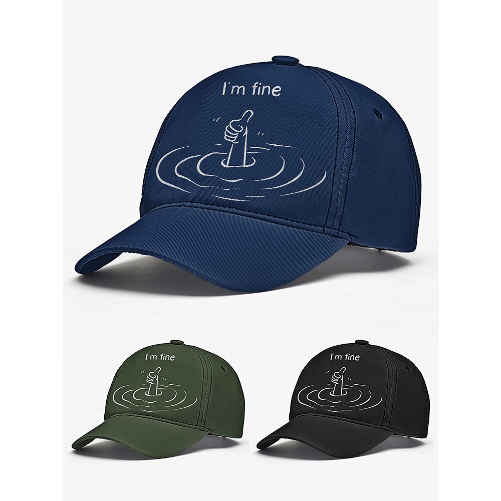 marineblaue Baseballkappe für Herren mit „I'm Fine"-Grafik - witziges gesticktes Design, verstellbarer Snapback für die Freizeit Lightinthebox