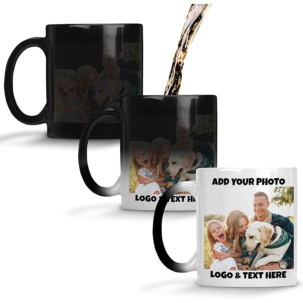 Personalisierte Magic Mug individuelles Hochzeitsgeschenk für Paare Foto-Valentinstagsgeschenk-Tasse wärmeempfindliche Tasse farbwechselnde Keramiktasse Weihnachtskaffeetasse mit Bild Logo Text Lightinthebox