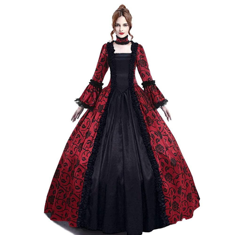 Rokoko 18. Jahrhundert Cocktailkleid Kleid Cosplay Kostüm Dame Geometrisch Ballkleid Damen königlich Halloween Karneval Maskerade Party / Abend Abiball Karneval von Venedig Erwachsene Kleid Ganzjährig Lightinthebox